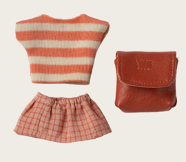 Maileg Clotes and bag Big Sister Mouse | coral