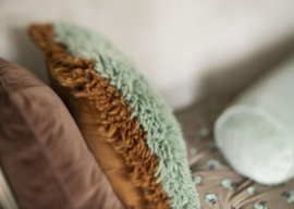 Madam Stoltz Natural wool Cushion incl. filler 40 x 40 cm | turqoise caramel