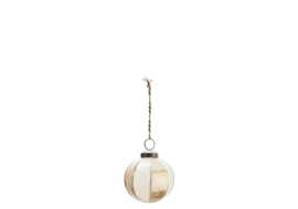 Madam Stoltz Hanging striped glass ball | grey luster, frosted clear