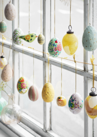 Madam Stoltz Hand Painted Paper Mache Egg | dark green