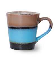 HKliving 70's Ceramics espresso mug "Funky" | Blauw met bruin
