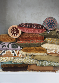 Madam Stoltz Natural wool Cushion incl. filler 40 x 40 cm | turqoise caramel