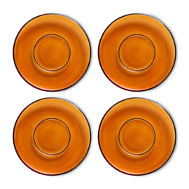 HKliving 70's Glassware saucers | amberbrown set van 4