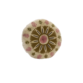 Madam Stoltz Suzani embroidered velvet cushion incl. filler round