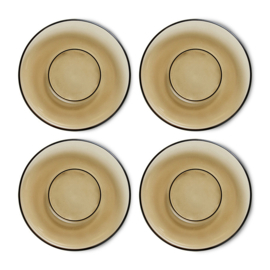 HKliving 70's Glassware saucers | mudbrown set van 4