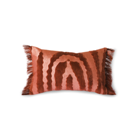 HKliving Fringed Velvet tiger cushion red (25x40)