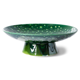 HKliving The emeralds: ceramic bowl on base / Smaragd groene schaal op voet L