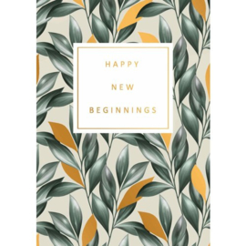 Dubbele wenskaart "Happy new beginnings"