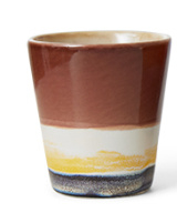 HKliving 70's Ceramics Ristretto mugs "Solar" | Bruin wit geel