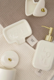 Zusss Bewaarpot keramiek hartvorm | wit goud