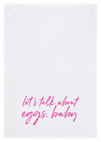 Theedoek "Let's talk about eggs baby" | pink roze