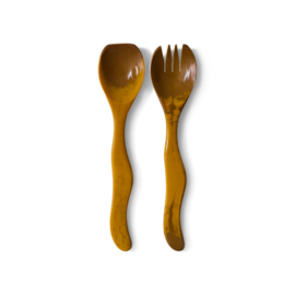 HKliving Salad Cutlery set of 2 | ochre