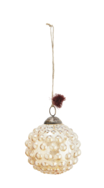 Madam Stoltz Hanging glass ball with dots | orange luster