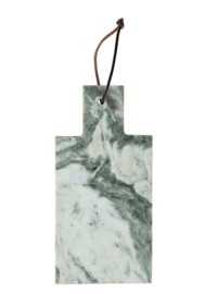 Madam Stoltz Marble chopping board with leather | green