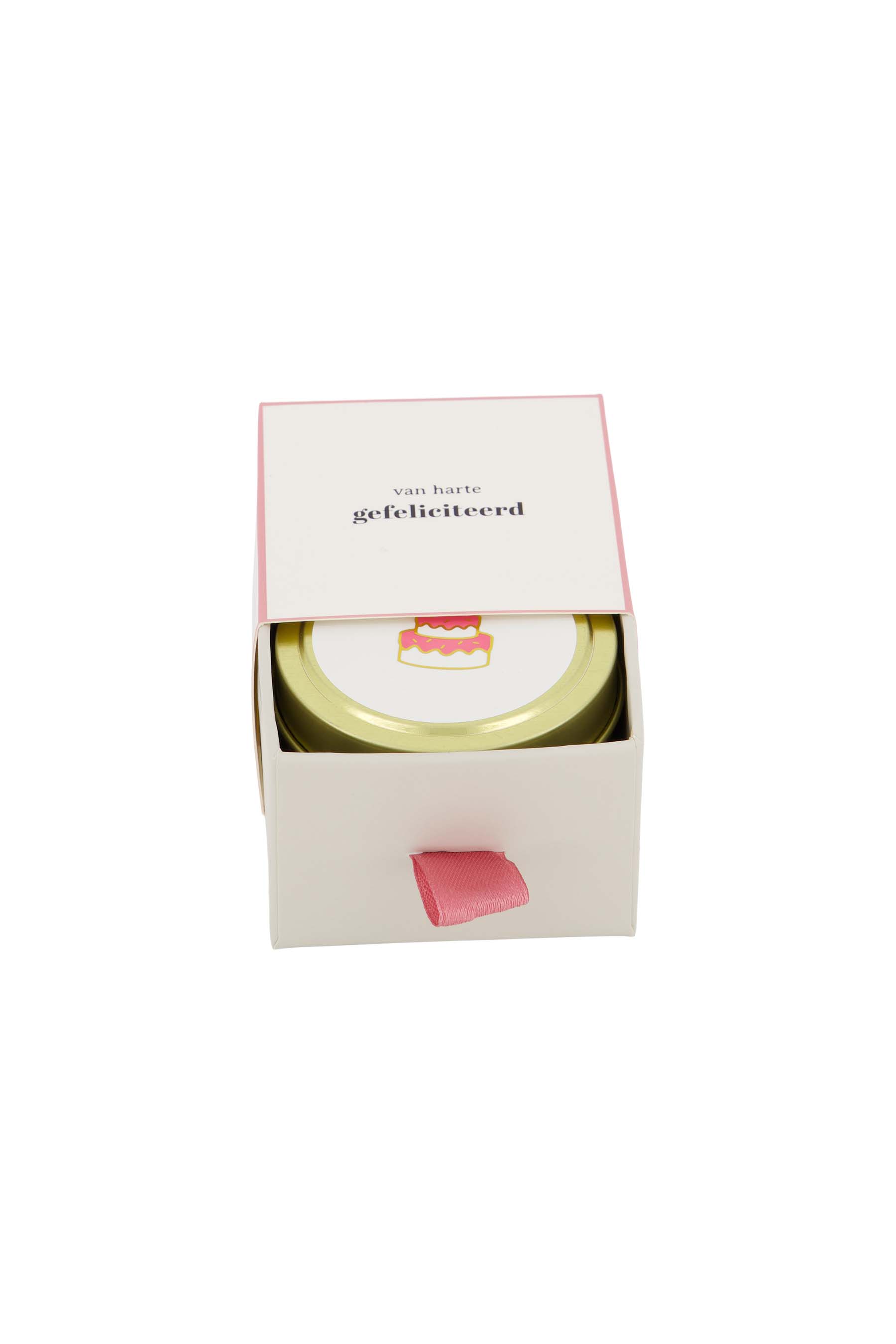 Zusss Geurkaarsje "Gefeliciteerd" | wit roze
