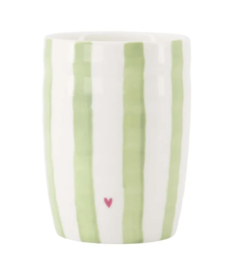 Zusss koffiemok streep hartje wit lichtgroen