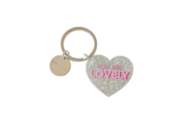 Key Club GC Sleutelhanger hart "You are lovely" | glitter