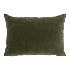 Urban Nature Culture Cushion Vintage velvet "Courbes" | Olive green