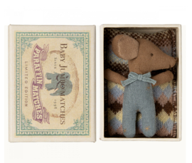 Maileg Sleepy Wakey mouse in matchbox | blauw