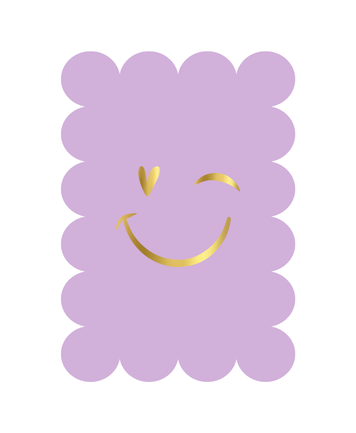 Kassaplan A6 Ansichtkaart "Knipoog Smiley" | lila
