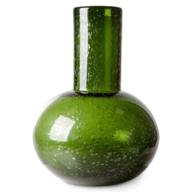 HKliving | Green glass blown Vase M | Glazen groene vaas geblazen maat M
