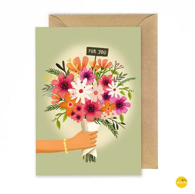 Wenskaart Bloemen boeket For You