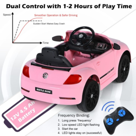 VW Beetle roze 12v met afstandsbediening