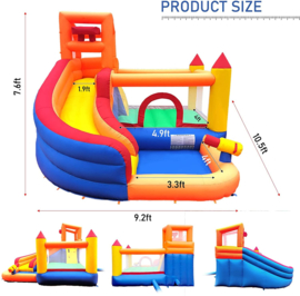 springkussen incl blower en glijbaan xl