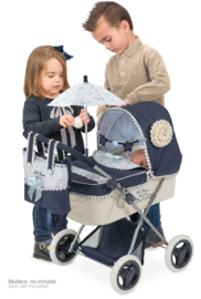 Spaanse poppenwagen navy  middel incl tas en parasol 2019/20