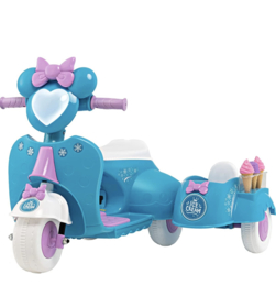 scooter 6v met zijspan blauw/ paars/lila