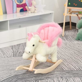 Luxe unicorn eenhoorn hobbelpaard wit roze