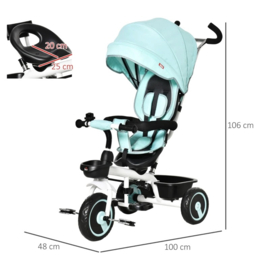 2 in 1 buggy / driewieler fiets mint