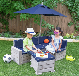 Navy lounge  tuinset incl kussens en parasol