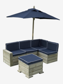 Navy lounge  tuinset incl kussens en parasol