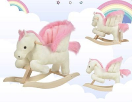 Luxe unicorn eenhoorn hobbelpaard wit roze