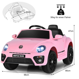 VW Beetle roze 12v met afstandsbediening