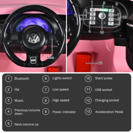 VW Beetle roze 12v met afstandsbediening