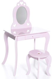 Kaptafel set hout roze hart