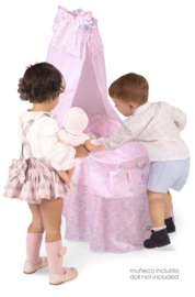 Baby poppenbedje 2023 roze mermaid incl alle bekleding en rolkussen