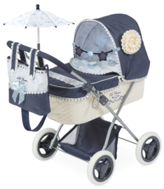 Spaanse poppenwagen navy  middel incl tas en parasol 2019/20