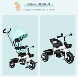 2 in 1 buggy / driewieler fiets mint