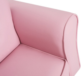 Roze eco lederen kinder fauteuil met strass