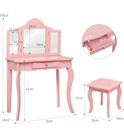 2 in 1 kaptafel / bureau roze hout