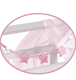 Baby poppenbedje roze   incl alle bekleding en rolkussen