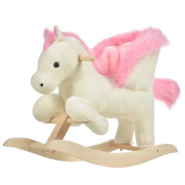 Luxe unicorn eenhoorn hobbelpaard wit roze