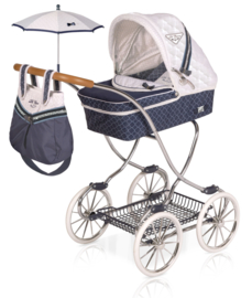 Spaanse xl 80cm poppenwagen navy