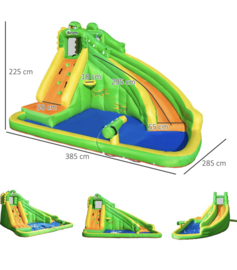 springkussen incl blower en glijbaan groen geel kroko xl