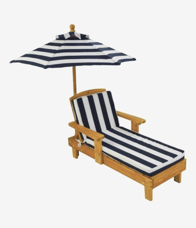 Navy Hardhouten ligstoel incl kussens en parasol