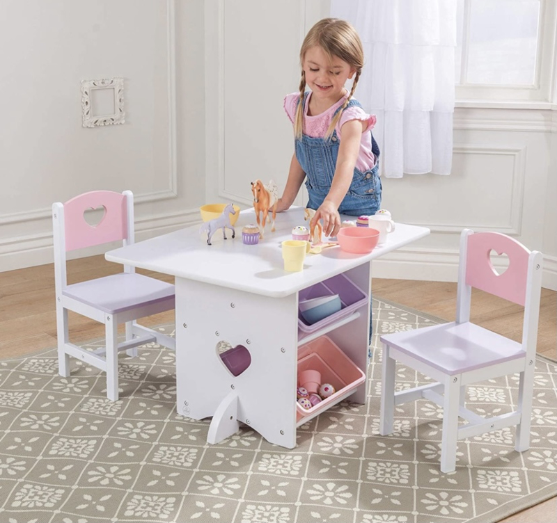 Kinder tafel set incl stoelen hout wit | Kindermeubels, lampen en accessoires voor de kinderkamer