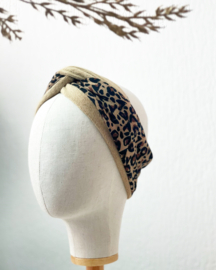 Hair bandeau ‘Camel/Fleece Panter’